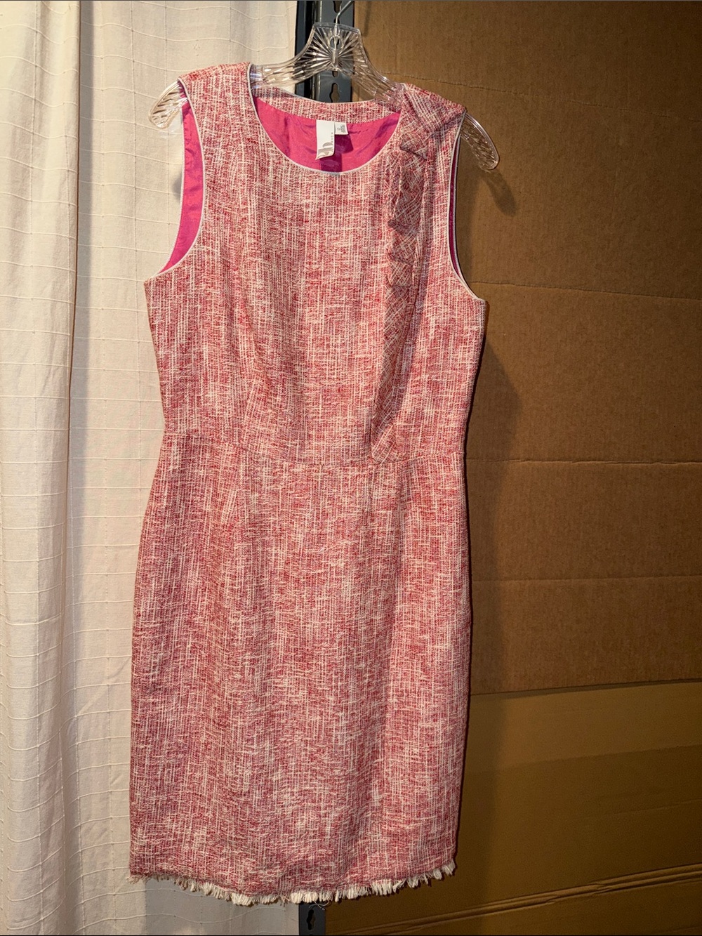Sleeveless Pink Textured Shift Dress